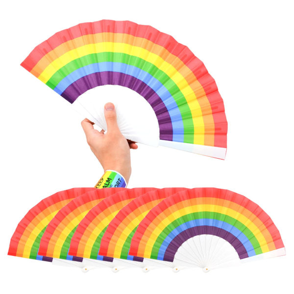 6 stk Rainbow Fans Pride Fan Folding Hold Fans, Rainbow Party Decoration Håndfoldbare vifter for kvinner/menn