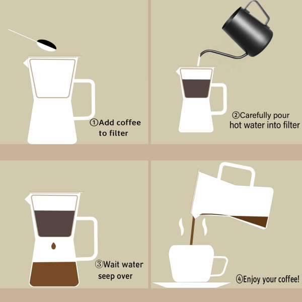 Lang, smal tut, liten kaffekanne (svart, 350 ml)