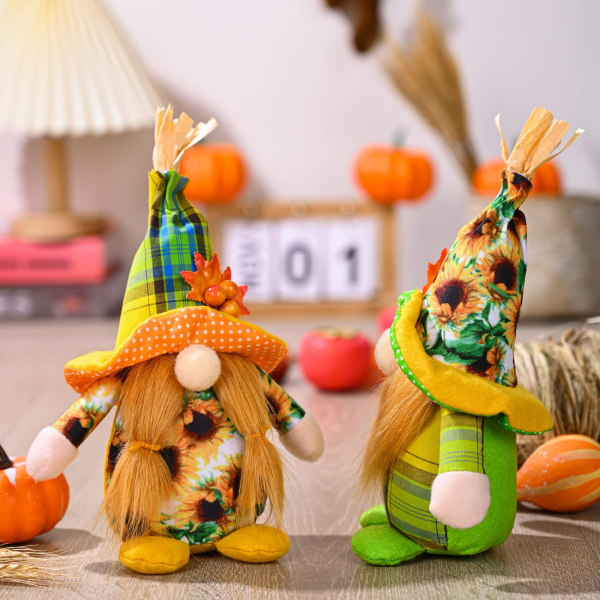 Thanksgiving Day Plysch Gnome Dekoration Doll, 2 st, 9,1 tum