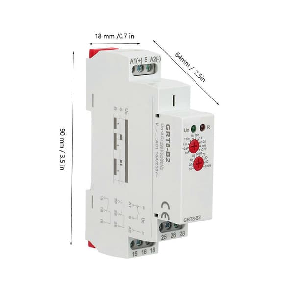 Mini Enkelfunktions Kontroll Din-skena Tidsrelä AC/DC 12V-240V GRT8-B2
