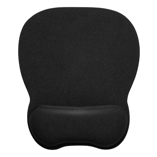 Musemåtte med memory foam håndledsstøtte, 4mm musemåtte med skridsikker gummibase, sort