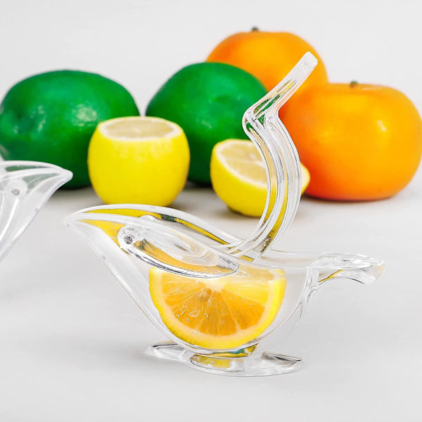 2 st citronpressar, manuell citronpress, transparent akryl citruspress, elegans fågelformad citronskiva