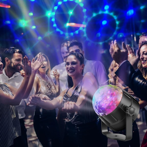 Discokulelys, 360° rotasjon lydaktiverte festglitterkuler med fjernkontroll avtakbart DJ-lysstativ, bærbar USB-lading
