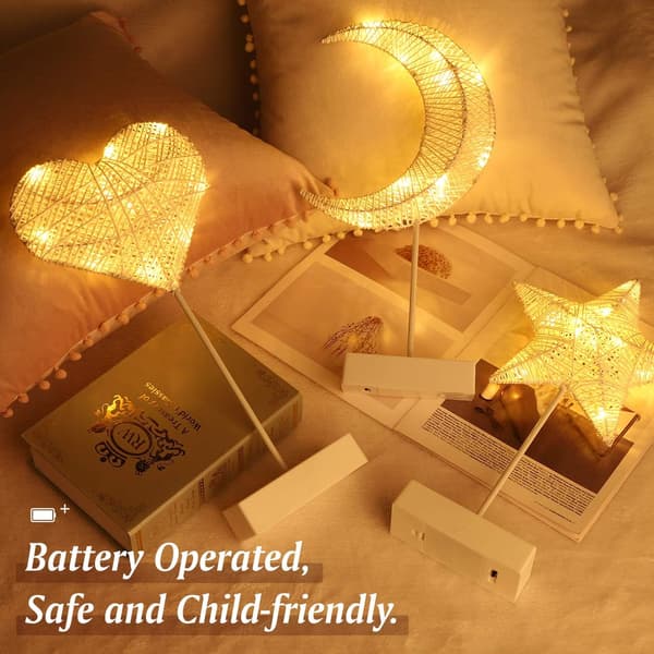 Bordlampe, batteridrevet hjerteformet Ramadan-lys skrivebordslampe