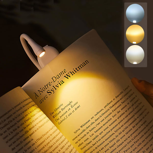 Leselampe, boklampe klips på bokleselampe med 3 øyebeskyttende moduser Leselampe Boklampe, trinnløs dimming, oppladbar boklampe