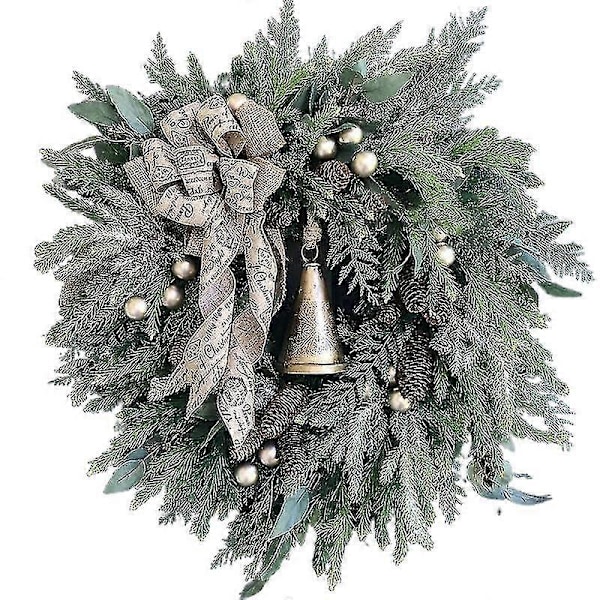 Landlig Julekrans med Ringklokke, Julekrans til Døren, Hængende Pynt, Juledekoration