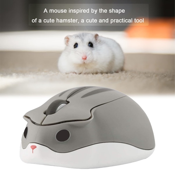 Trådløs mus Sød hamsterformet computermus 1200DPI (grå)