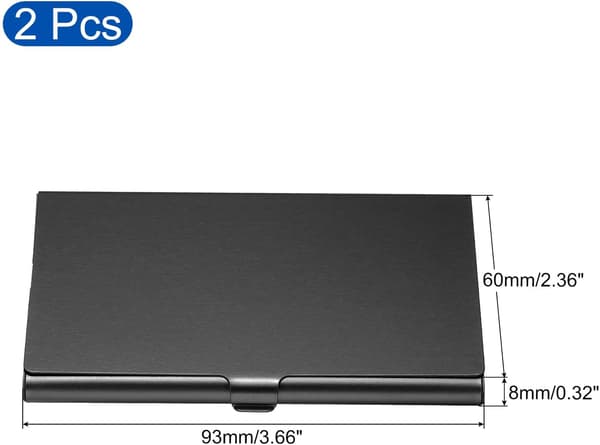 2 stk. visitkortholder, aluminiumlegering flip cover, sort