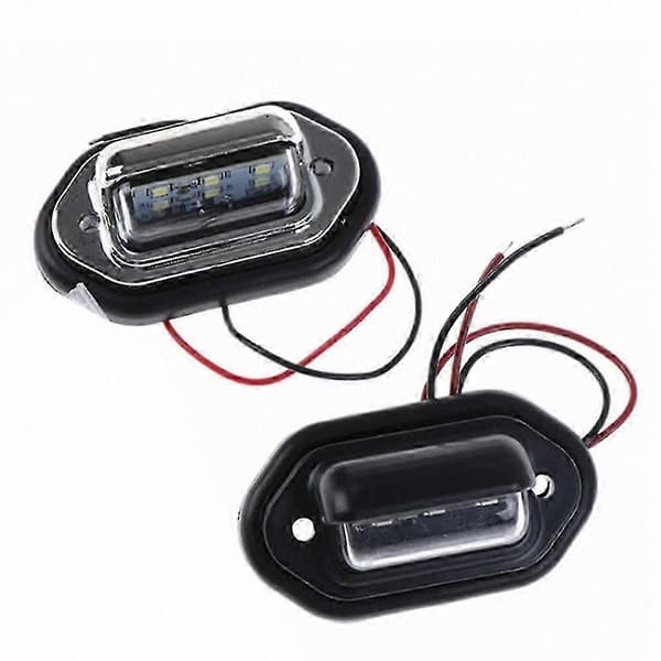 2-pakke 6-LED nummerpladelygter til lastbiler og trailere, 10-30V