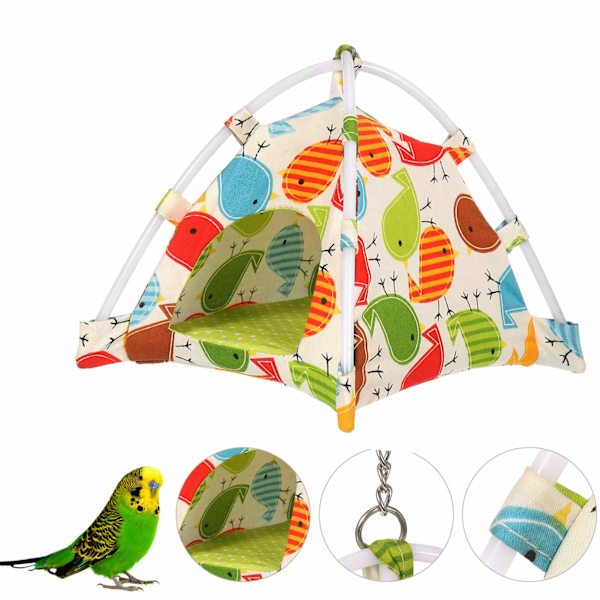 13 Pak Fugle Budgie Legetøj Papegøje Gynge Tyggelegetøj Fuglerede Hytte Hængekøje Stativ Hængende Klokke Fuglebur Legetøj til Parakitter, Fugle