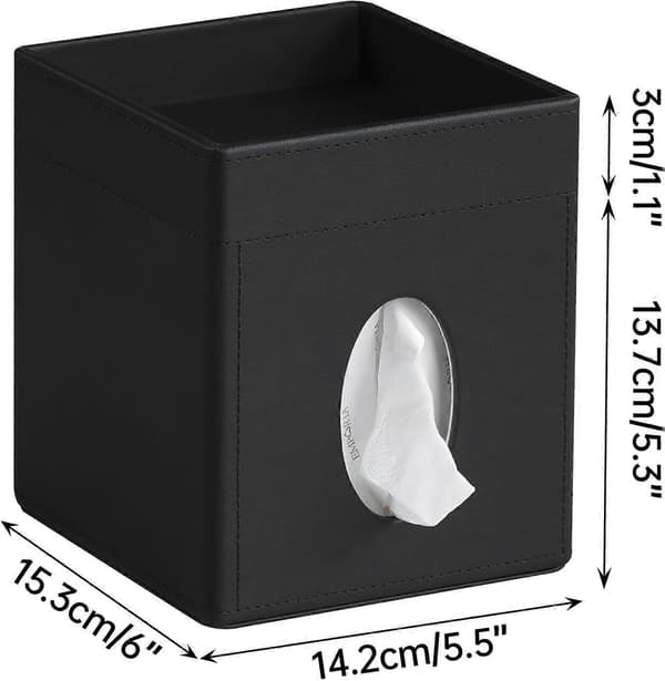 1 stk. Tissue Box Cover, PU Lær Firkantet Tissue Box Holder