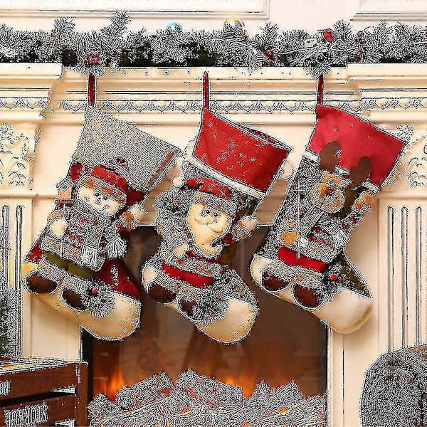 Stor Julstrumpa Presentpåse Julklapp Hänge Barn Godispåse Presentpåse/YY