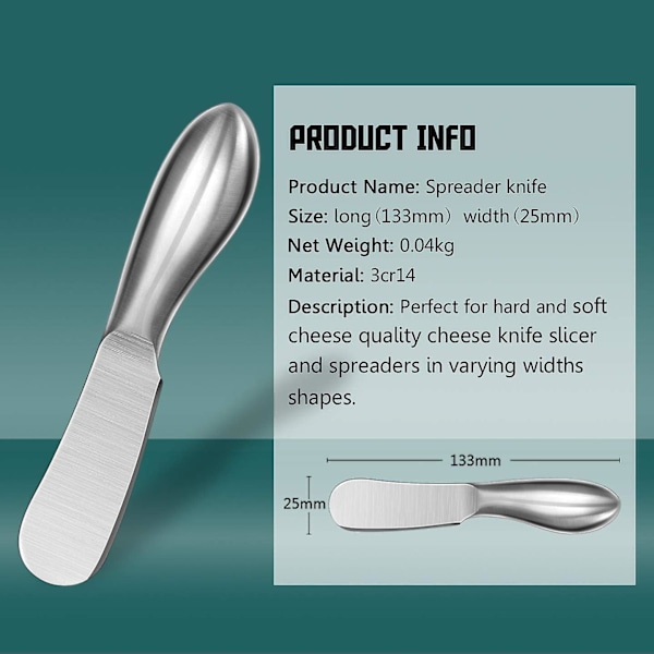 Osteknive - Cocktailknive i Rustfrit Stål til at Smøre Pålæg, Ost, Smør, Charcuteriebræt (sæt af 4)