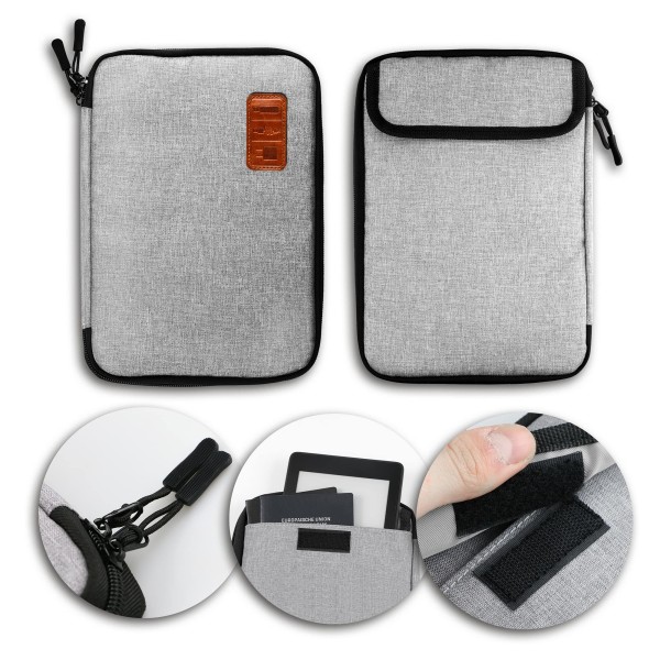 Kabelorganiseringsväska, reseelektroniktillbehör väska organiser för flash-disk, USB-enhet, powerbank, minneskort, hörlurar, dubbla lager, grå