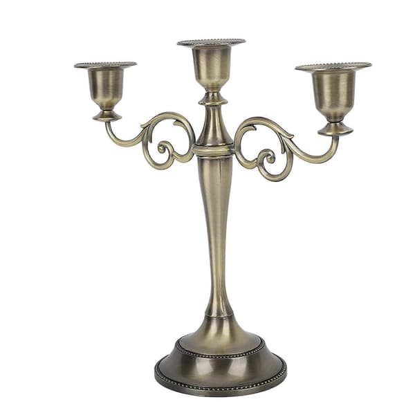 Retro Bronse Metall 3-Arms Lysestake for Spisebord & Bryllupsdekorasjon