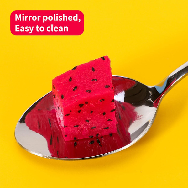 Teskjeer, sett med 12 teskjeer i rustfritt stål, kaffe te dessert bestikk flatware– 14cm / 5,5 tommer (sølv)