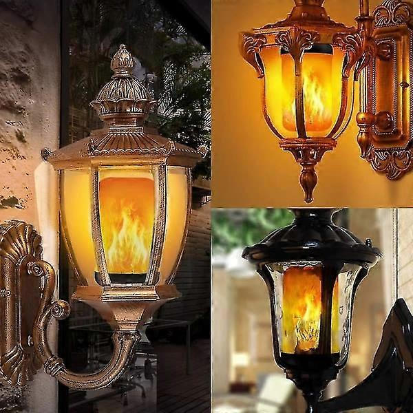 2 st LED-flamlampa 5W med simulerad flammeffekt Halloween-dekorationlampa (E27 gul flamma)