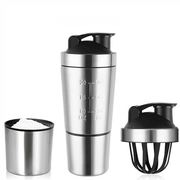 Proteinshaker med MixBall og filter - 700 ml shaker med 200 ml opbevaring - Lækagesikker BPA-fri bærehåndtag