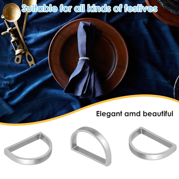 8 Serviettringer, Gull Serviettholder Ring Elegant Serviettringer Metall Serviettringer for Borddekorasjon Thanksgiving Julemiddager (Sølv)