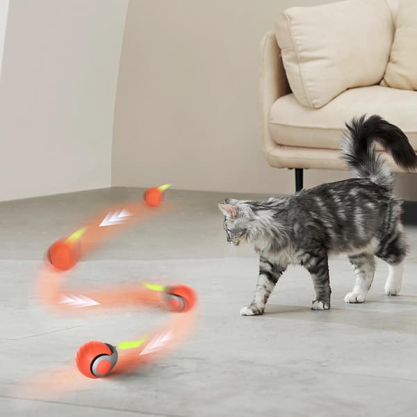 Hundelegetøj, Interaktive Kattelegetøj, Smart Kattelegetøj, Automatisk Rullende Bold til Katte og Hunde (Orange)