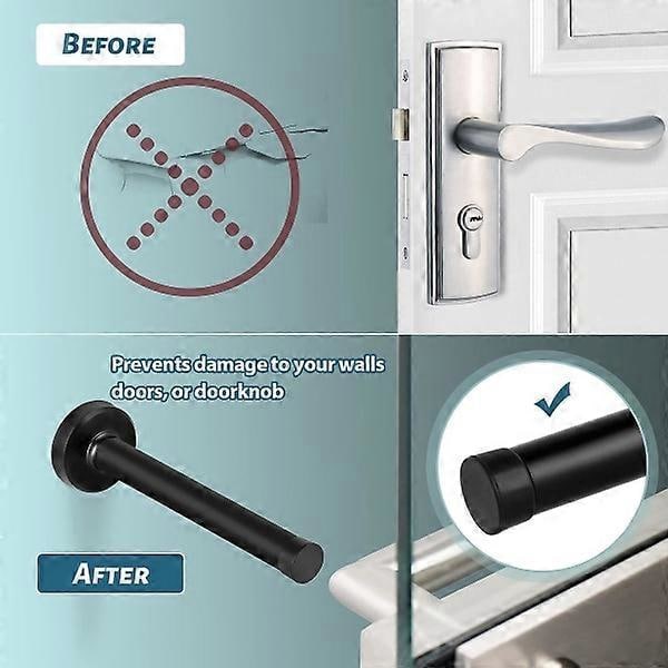 Dørstopper 150mm/6 tommer lang svart dørstopper veggmontert høy moderne dørstopper holdbar rustfritt stål dørstopper