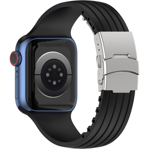 Rem för Apple Watch-remmar 42mm 44mm 45mm 4mm, DIY-design klippbar mjuk andningsbar sportarmband för iWatch-serien black 42/44/45/49MM