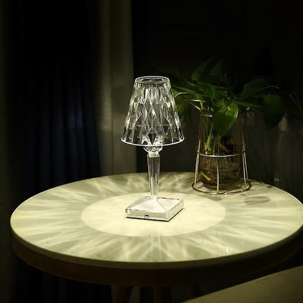 LED Diamant Krystall Lysprojeksjon Bordlampe USB-Lading Berøringssensor Lys
