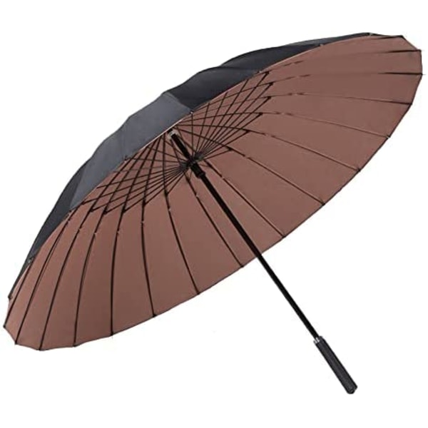 Stokparaply Dobbelt Baldakin 24 Ribber Sol og Regn Dobbelt(Kaffe)