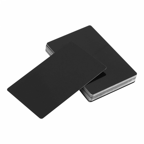 50 st metallsublimeringsvisitkort, 0,22 mm vattentäta ämnen i aluminiumlegering Bläckstråleutskrivbart kort ID-kort visitkort för skrivare (svart)