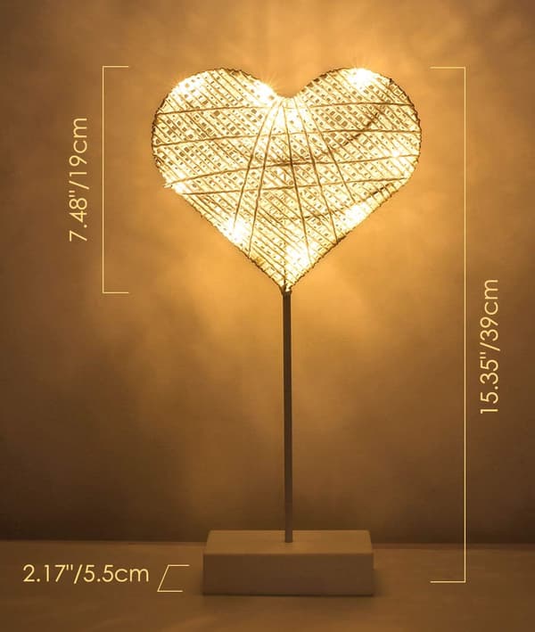 Bordlampe, batteridrevet hjerteformet Ramadan-lys skrivebordslampe