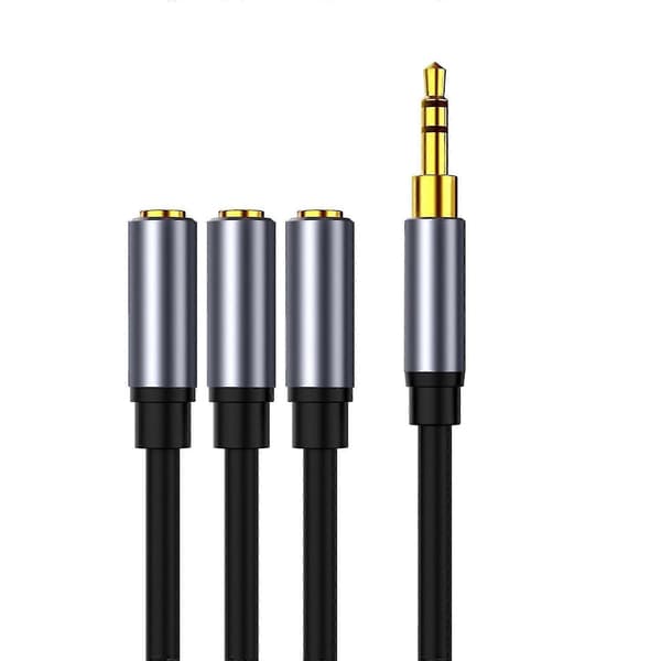 1x 3,5 mm port til 3x 3,5 mm interface audio splitter kabel hovedtelefon ledning Line-hao
