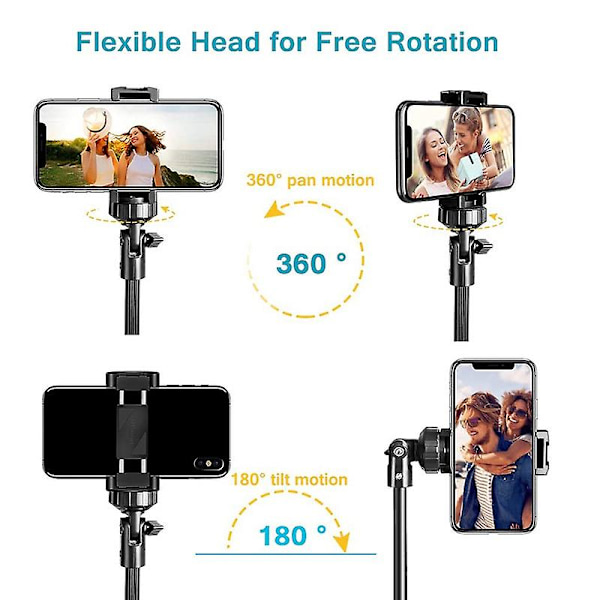 Selfie-tikku Tripod-kamera & Mobiilipuhelimen Tripod-jalusta Bluetooth-kaukosäätimellä ja Universaali