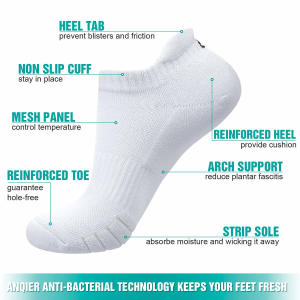 pairs of sneaker socks, cotton sports socks, running socks, white