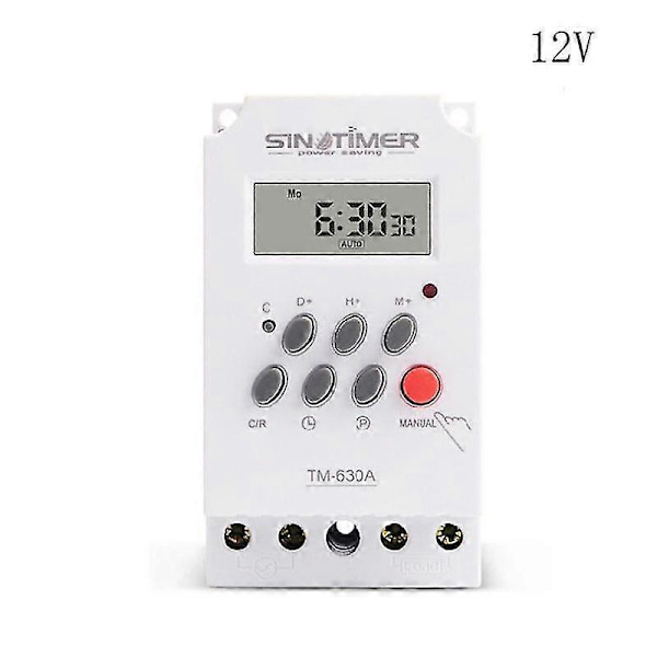 12/24/220v DC Inngangs Tidsrelé 7 Dager Programmerbar 24 timer Mini Timer Bryter Utgangsbelastning 30a