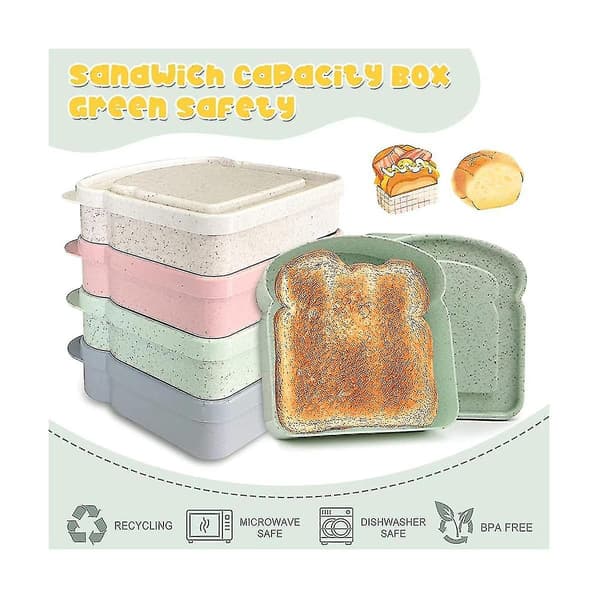 4 stk Smørbrødbeholdere til lunsjbokser, gjenbrukbare smørbrødbeholdere, smørbrødbrett C