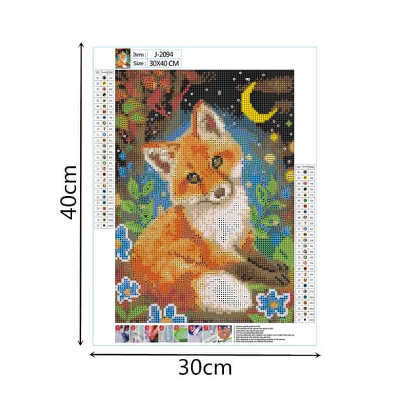 5D DIY Diamantmålning Kits, Diamantmålning Bilder efter Nummer Kits, Rhinestone Diamant Korsstygn Broderi Canvas Målning-Rävar
