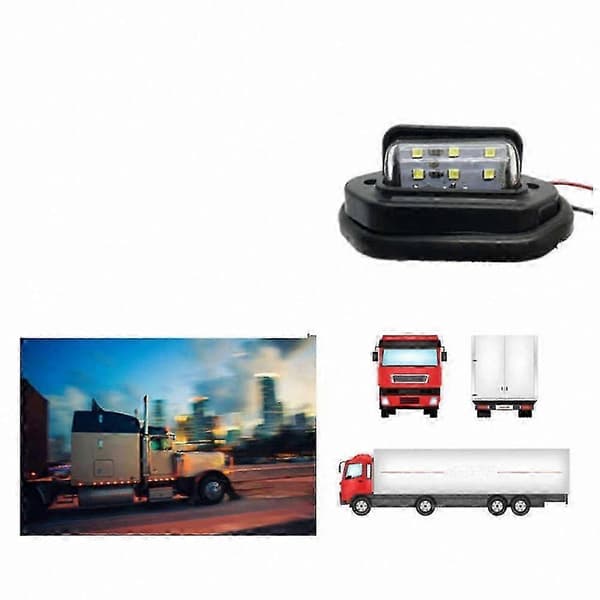 2-pakke 6-LED nummerpladelygter til lastbiler og trailere, 10-30V