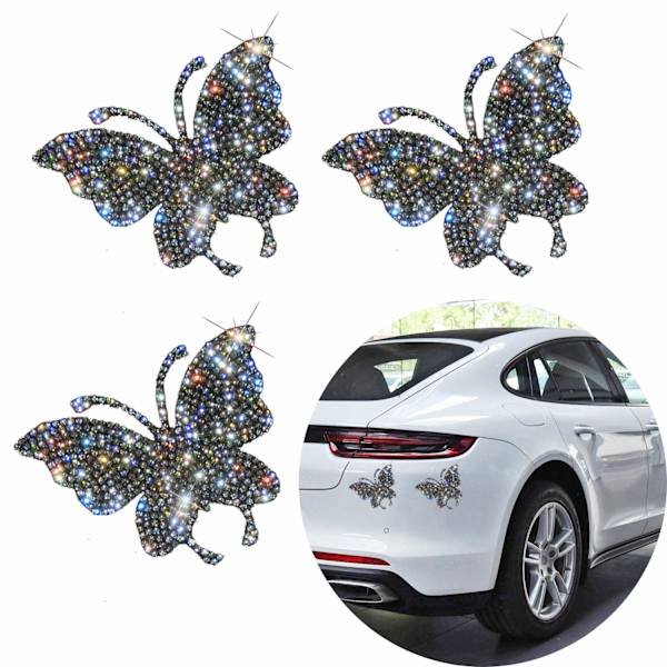 3 kpl Kristalliautotarroja, Bling Butterfly Autotarra