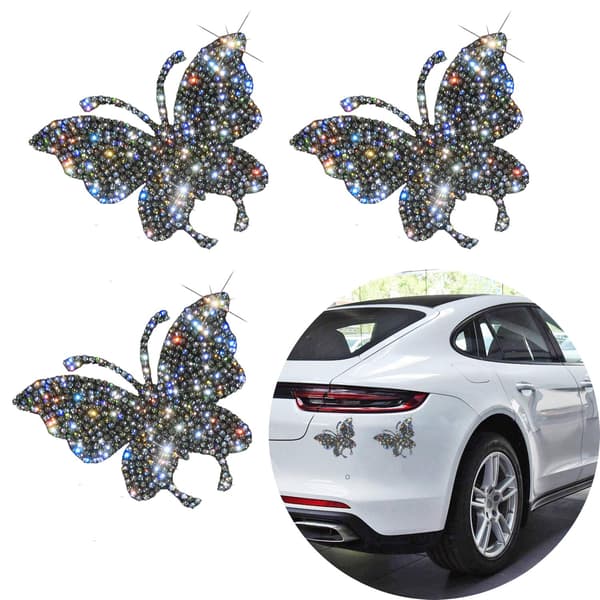 3 st kristallbilsdekaler, Bling Butterfly Car Sticker Decal