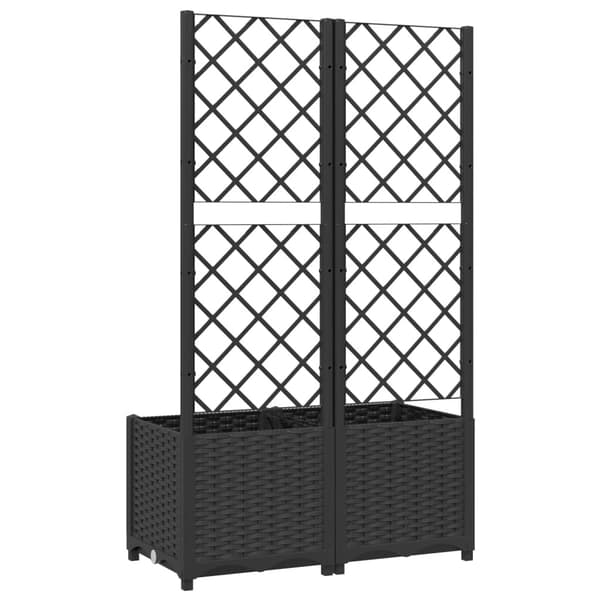 vidaXL Planteringslåda med spaljé Svart 80x40x136 cm PP