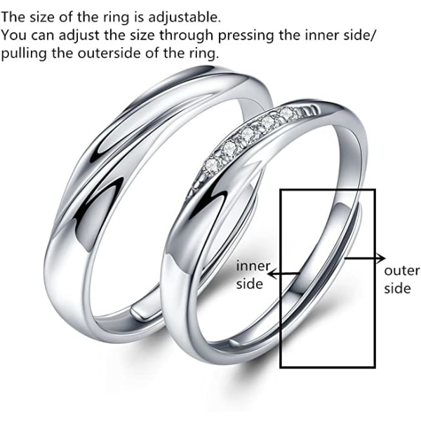 Endless Love Par Ringe Sølv 925 Justerbare Ringe (Par)