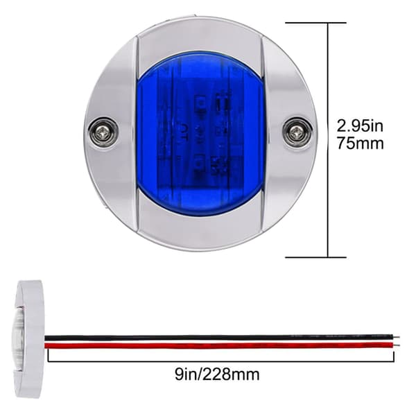 4-pack LED-båtljus 12V runda marina lampor LED akterspegelmonteringsljus för båtdäck (blå)