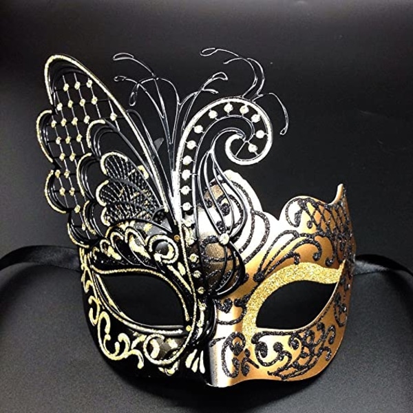 Butterfly Rhinestone Metal Venetian Women Mask til Maskerade