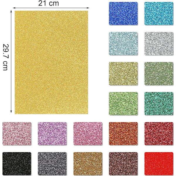 A4 Glitter Karton, 10 Tilfældige Farver 20 Ark Karton