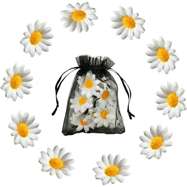 Daisy hårklämmor Blommiga hårnålar Set Tyg Hårklämmor för brud Flicka Kvinna Hårdekoration (10 st)