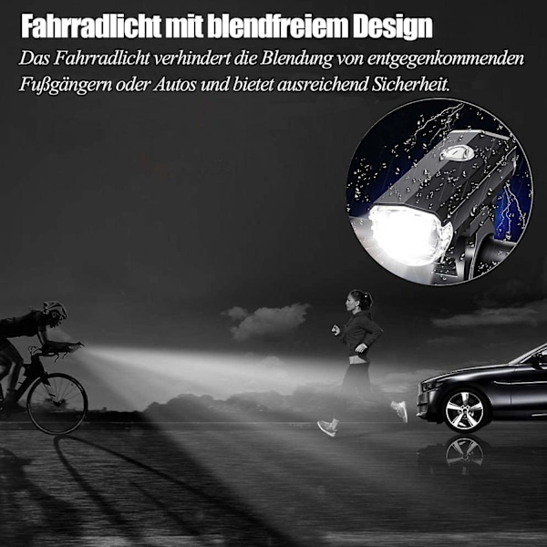 Sykkellys LED batterisykkellampe med frontlykt baklys vanntett oppladbar