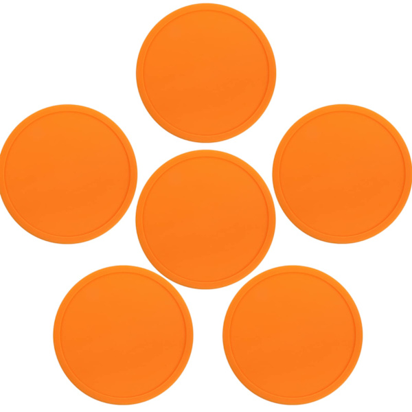 Sæt med 6 silikoneunderlag til drikkevarer, skridsikre, vaskbare, orange