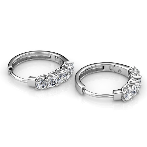 Hoop Loop örhängen 18K vitt guld med Element Crystal gnistrande smyckeskrin present till mors dag kvinnor flicka mamma fru