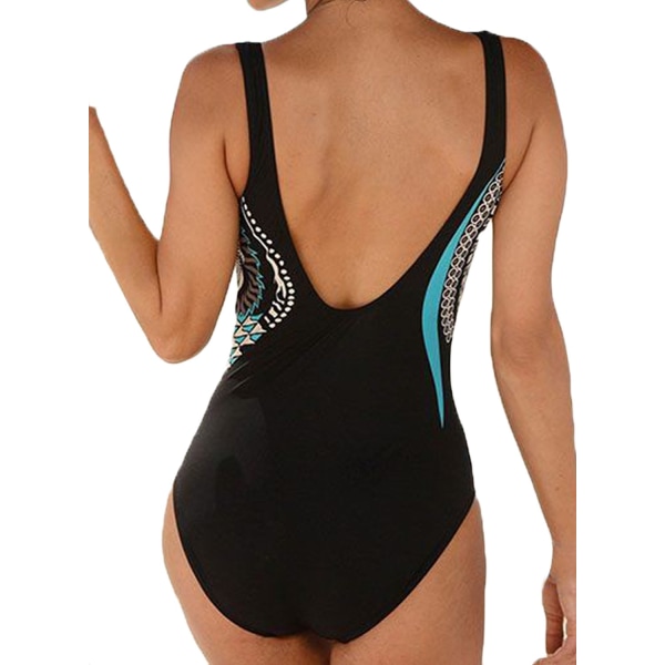 Swimming Costume Women One Piece Swimsuits Boho Tummy Control Swimwear Bathing Suits(M/UK12-14)