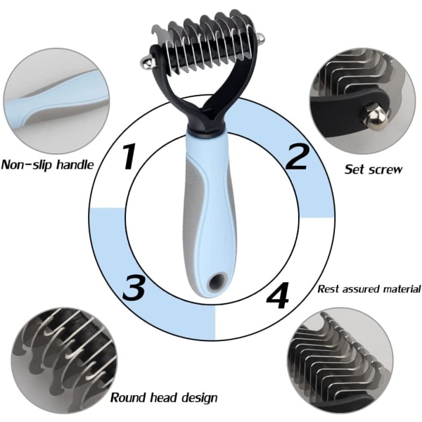 Pet Grooming Dematting Kam, Dobbeltsidig Tannskaft Hundekam